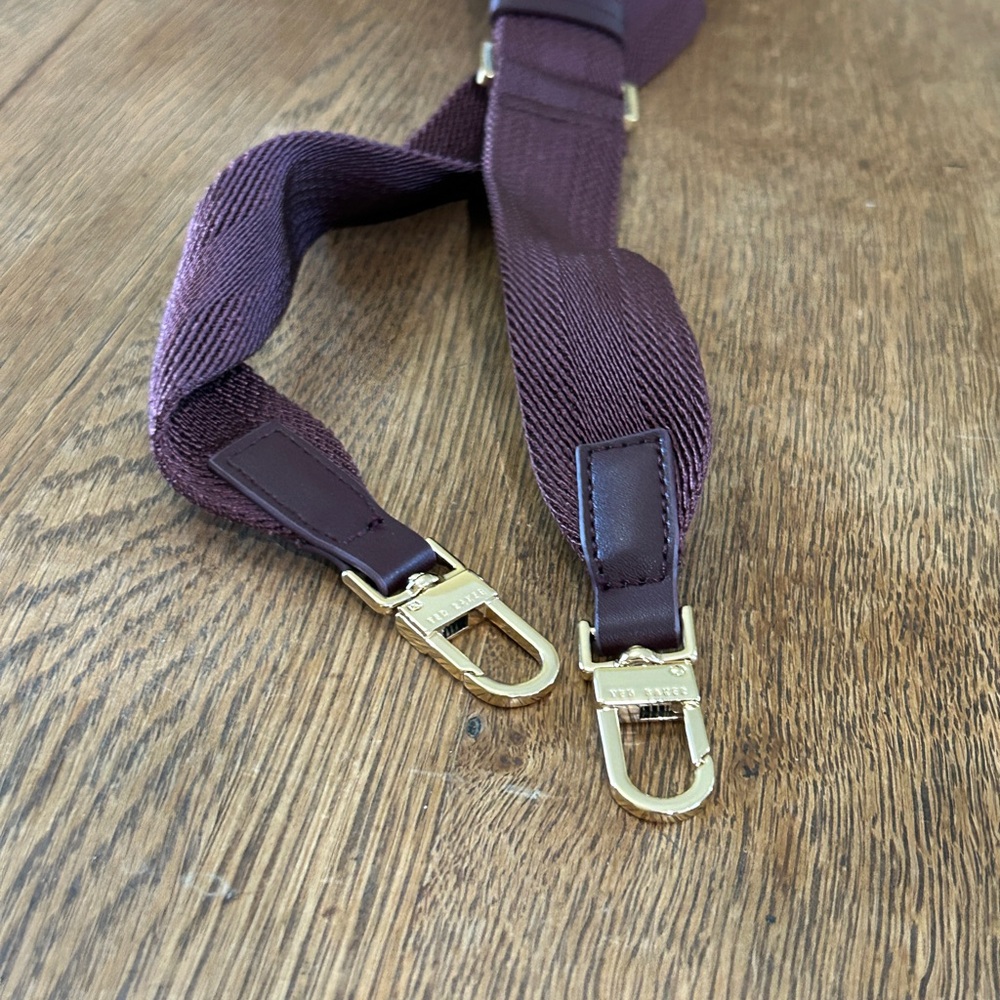 Ted Baker Maroon Bag Tote Straps with Gold Accents - Picture 7 of 7